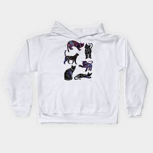 Galaxy Cats Pattern - Black Kids Hoodie